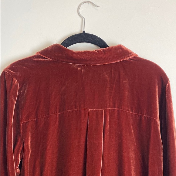 Sundance Bohemian Alvina Classic Button Down Velvet Top Red Brick Size XS - Picture 7 of 8